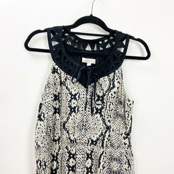 LOFT 10 Womens Snake Print Sleeveless Halter Pockets A-line Dress - Picture 2 of 5